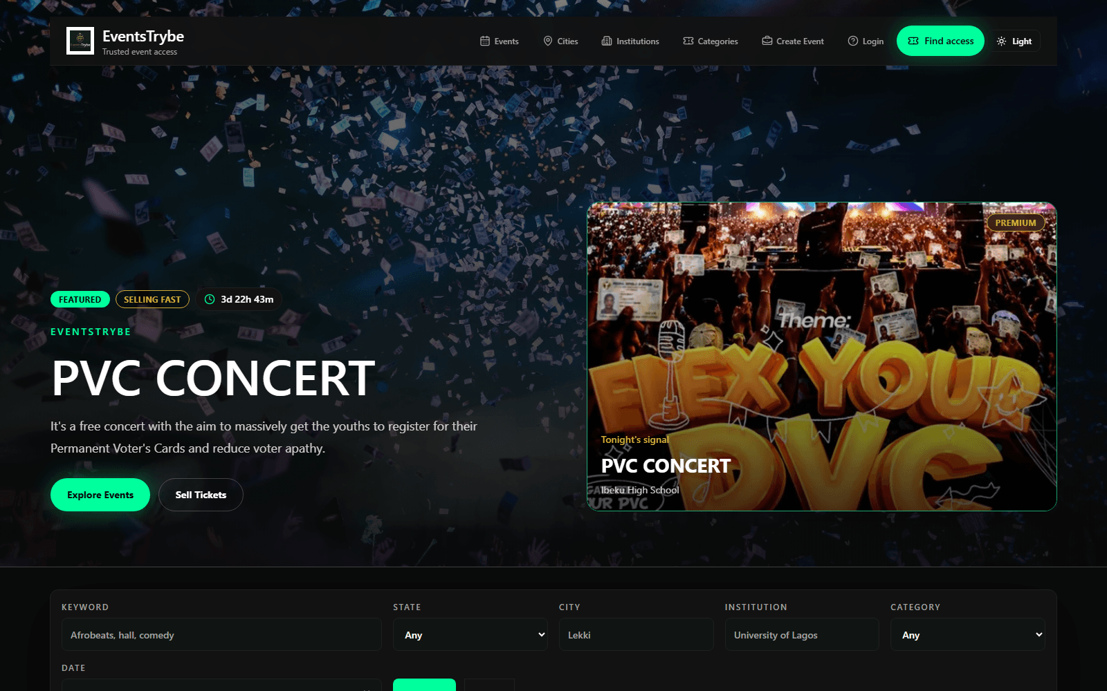 EventsTribe interface screenshot