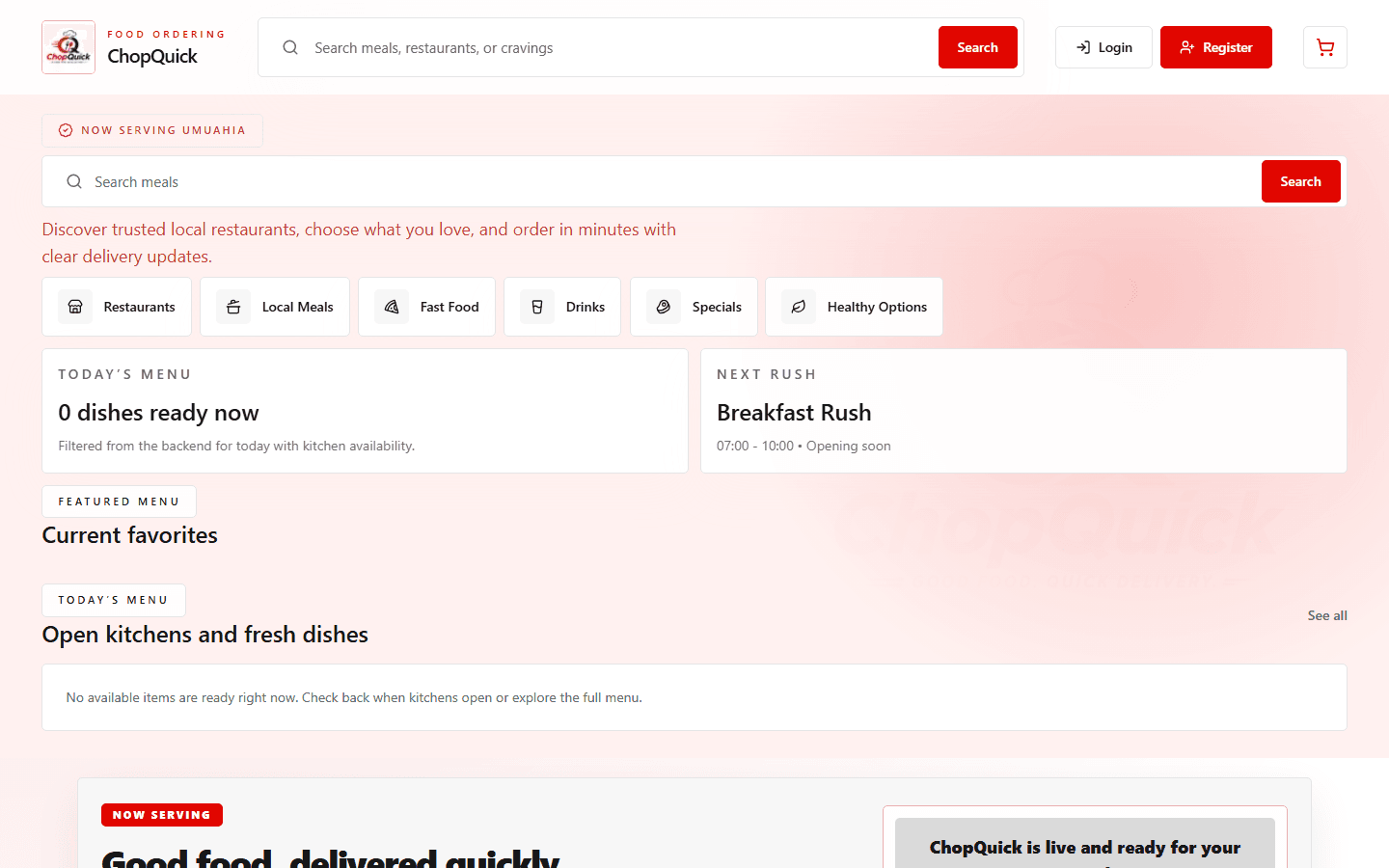 ChopQuick live homepage preview