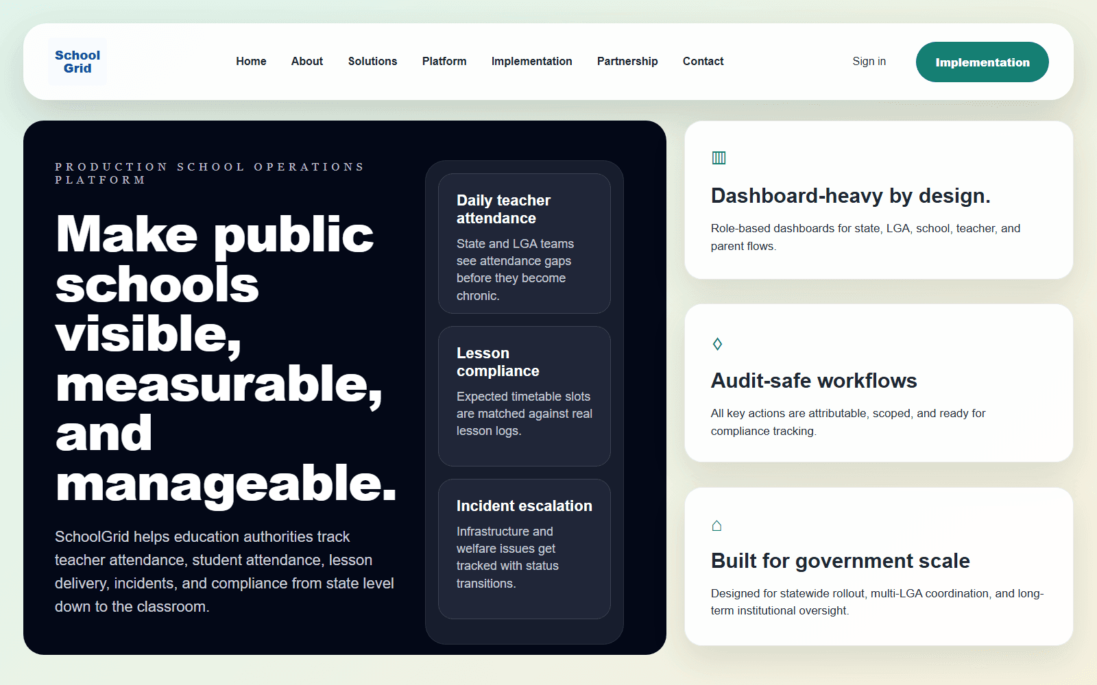 SchoolGrid interface screenshot
